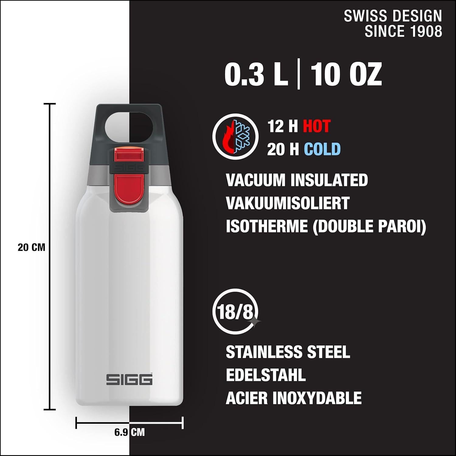 Botella de Agua Aislada SIGG H&C ONE WHITE 0.3L Acero Inoxidable
