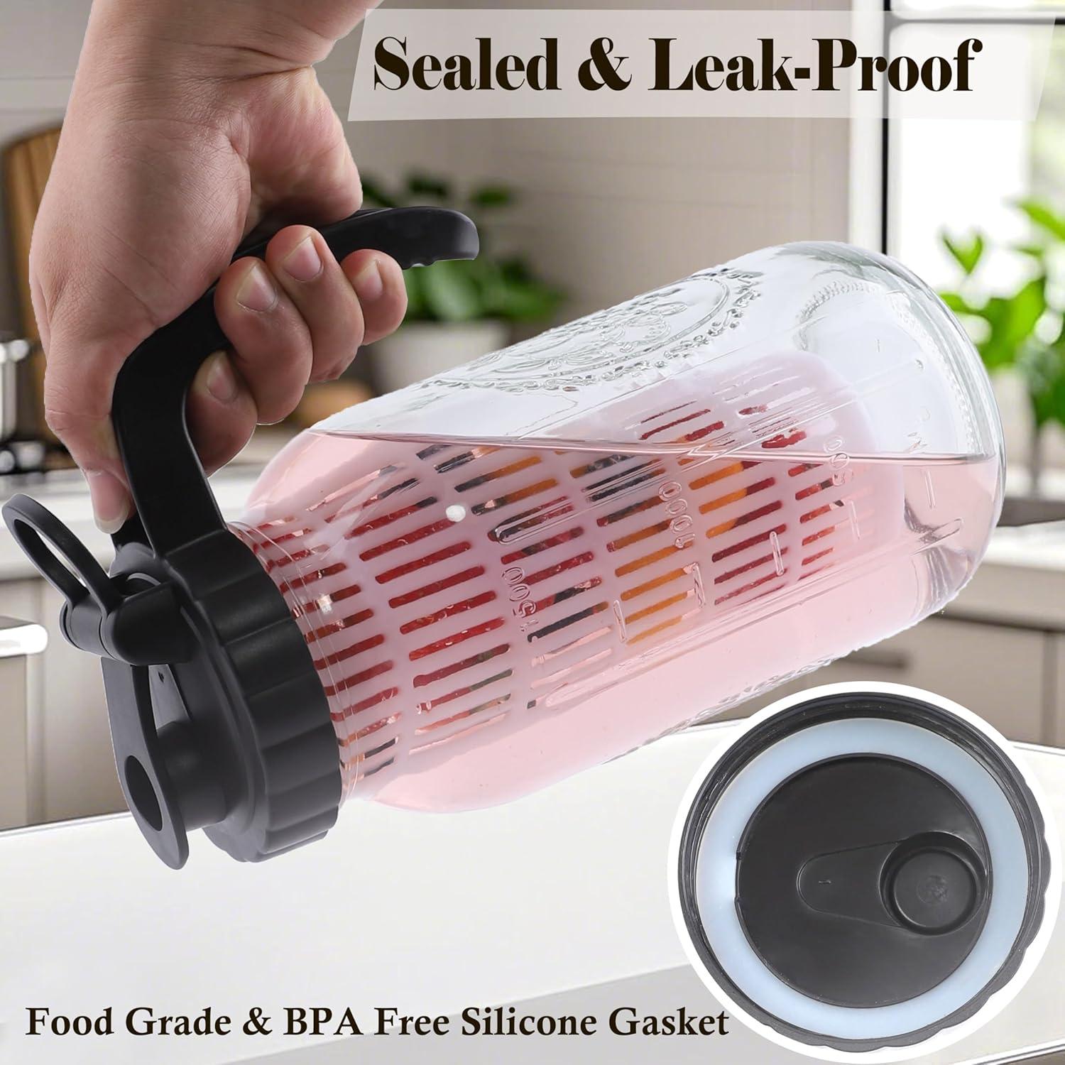 Jarra de Mason de Vidrio 1.81L GMJYAN con Infusor - 2 Piezas