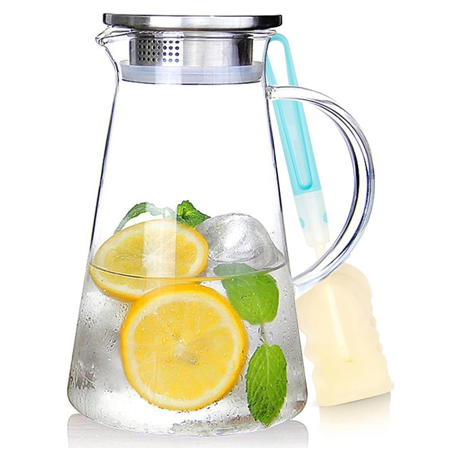 Jarra de Vidrio SUSTEAS 1.8L con Tapa y Cepillo de Limpieza