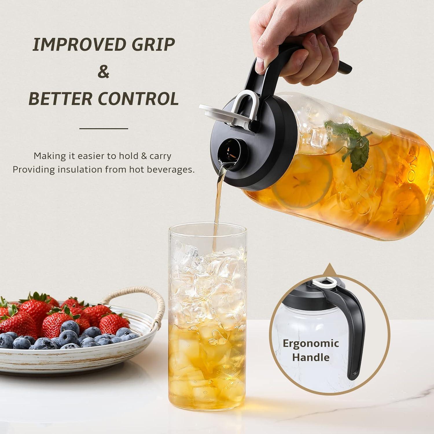 Jarra de Vidrio AOZITA 1.89L con Tapa Filtrante y Mango Ergonómico