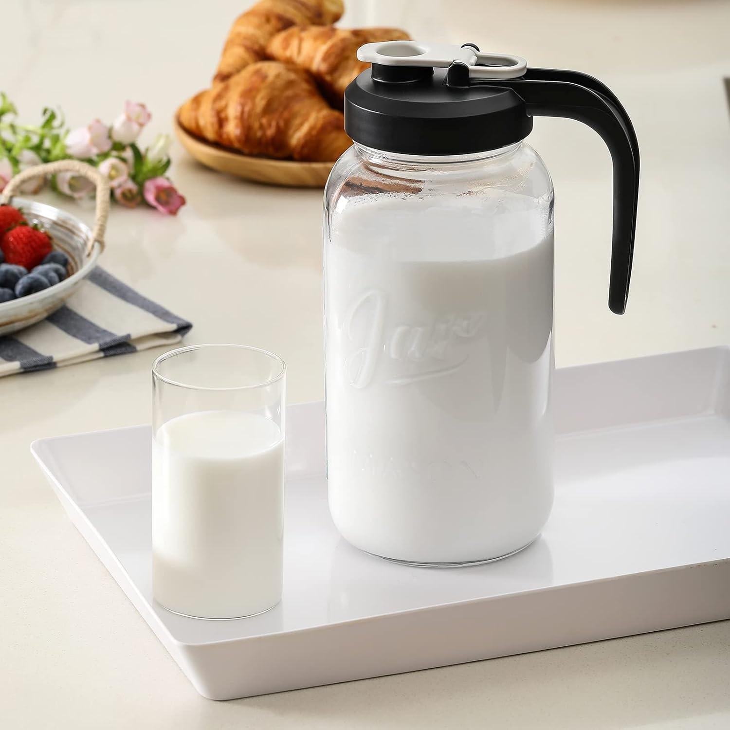 Jarra de Vidrio AOZITA 1.89L con Tapa Filtrante y Mango Ergonómico