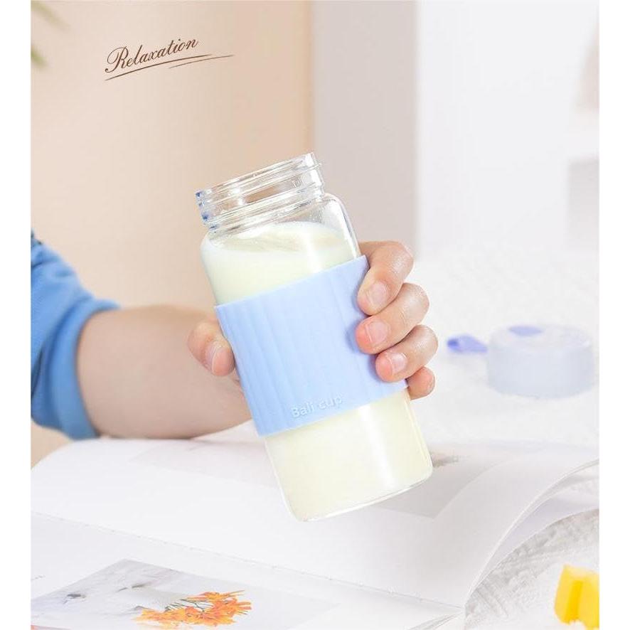 Botella de Agua de Vidrio DEDEYA 380ml con Funda Silicona Azul