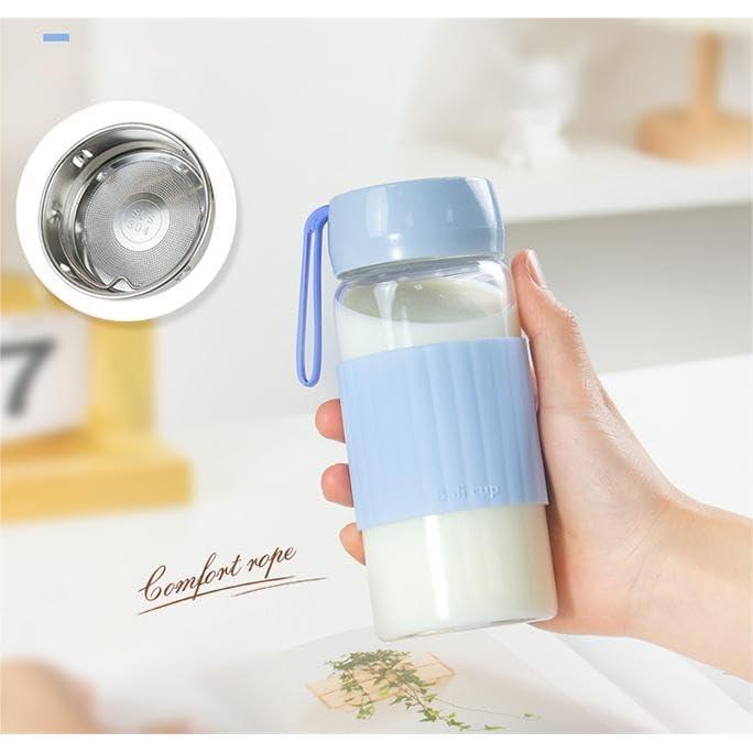 Botella de Agua de Vidrio DEDEYA 380ml con Funda Silicona Azul