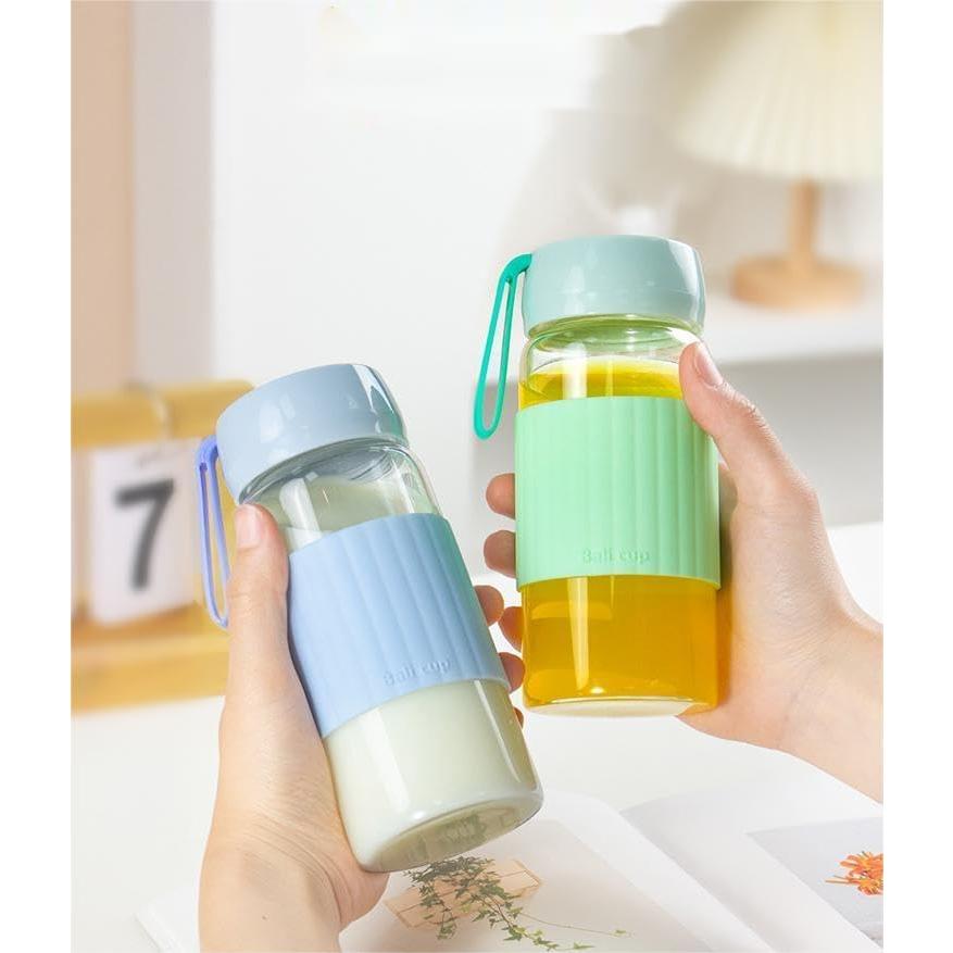 Botella de Agua de Vidrio DEDEYA 380ml con Funda Silicona Azul