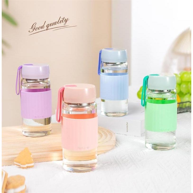 Botella de Agua de Vidrio DEDEYA 380ml con Funda Silicona Azul