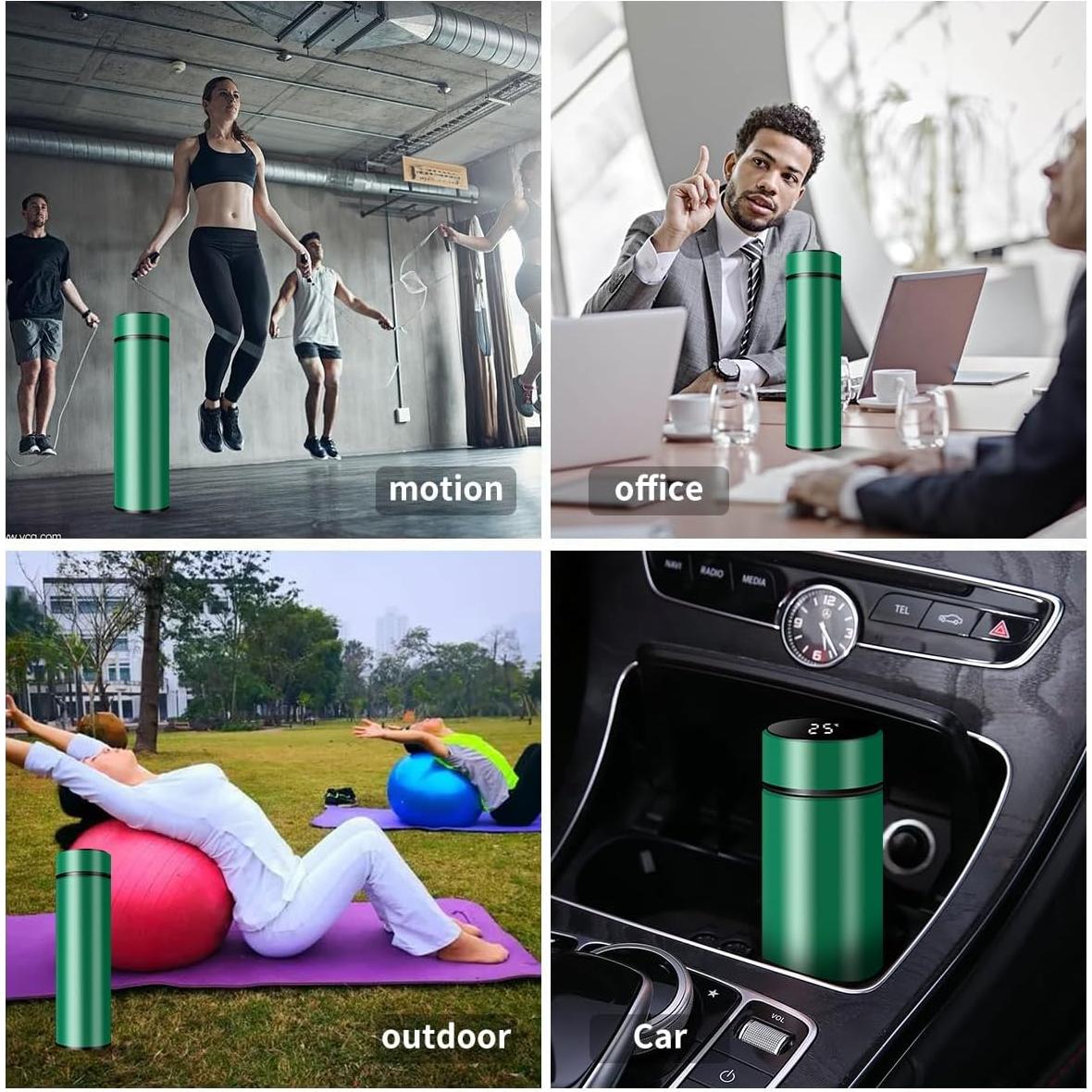 Botella de Agua Inteligente ZMHQLPDZ 450ml Acero Inoxidable Verde