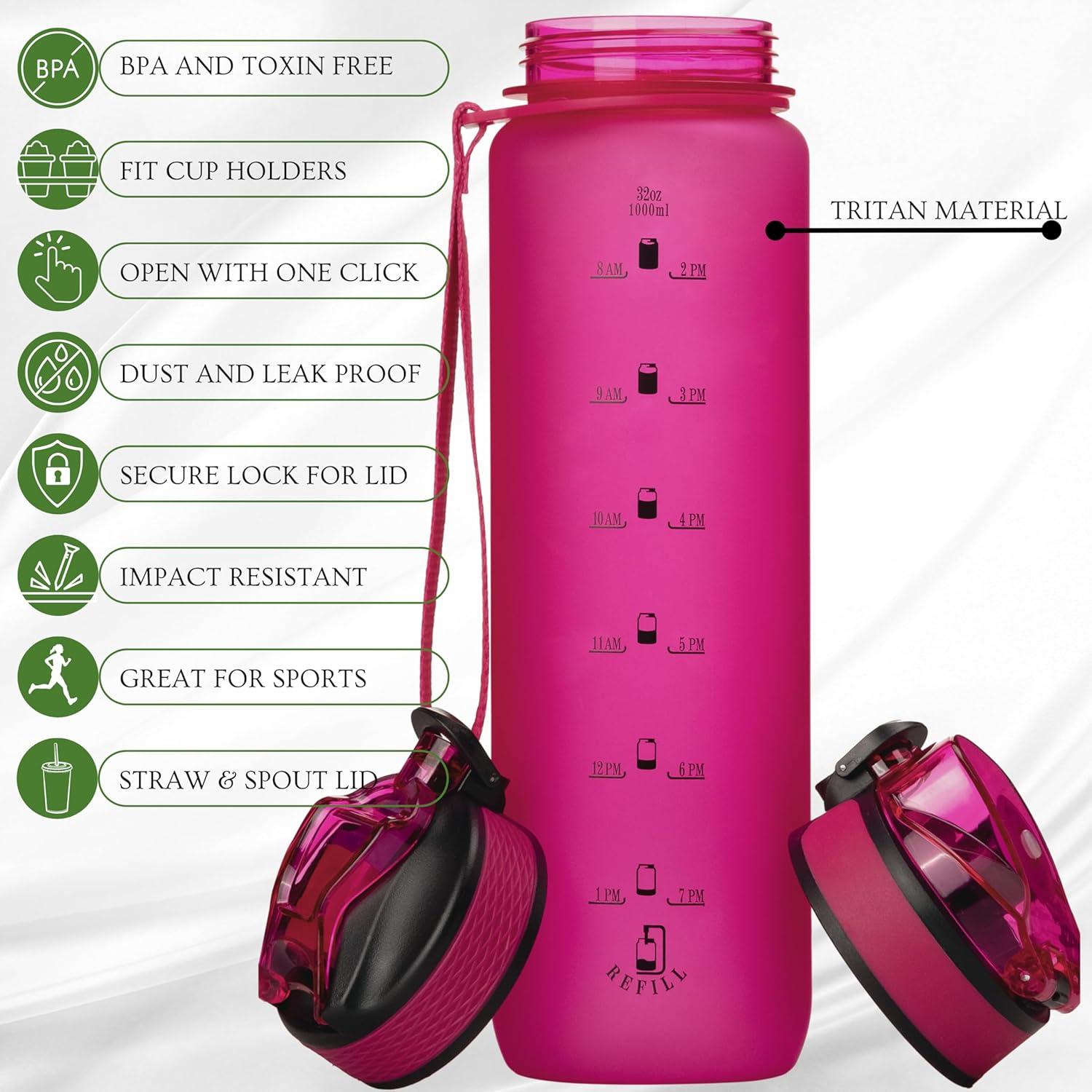 Botella de Agua Reutilizable VINCE+ Titan 32oz Rosa Profundo