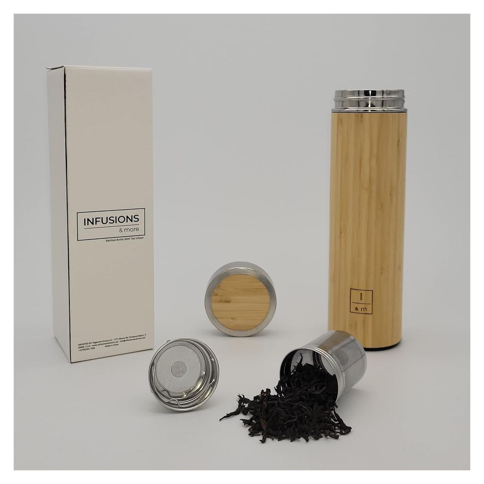 Botella de bambú con infusor 500ml Infusiones y más