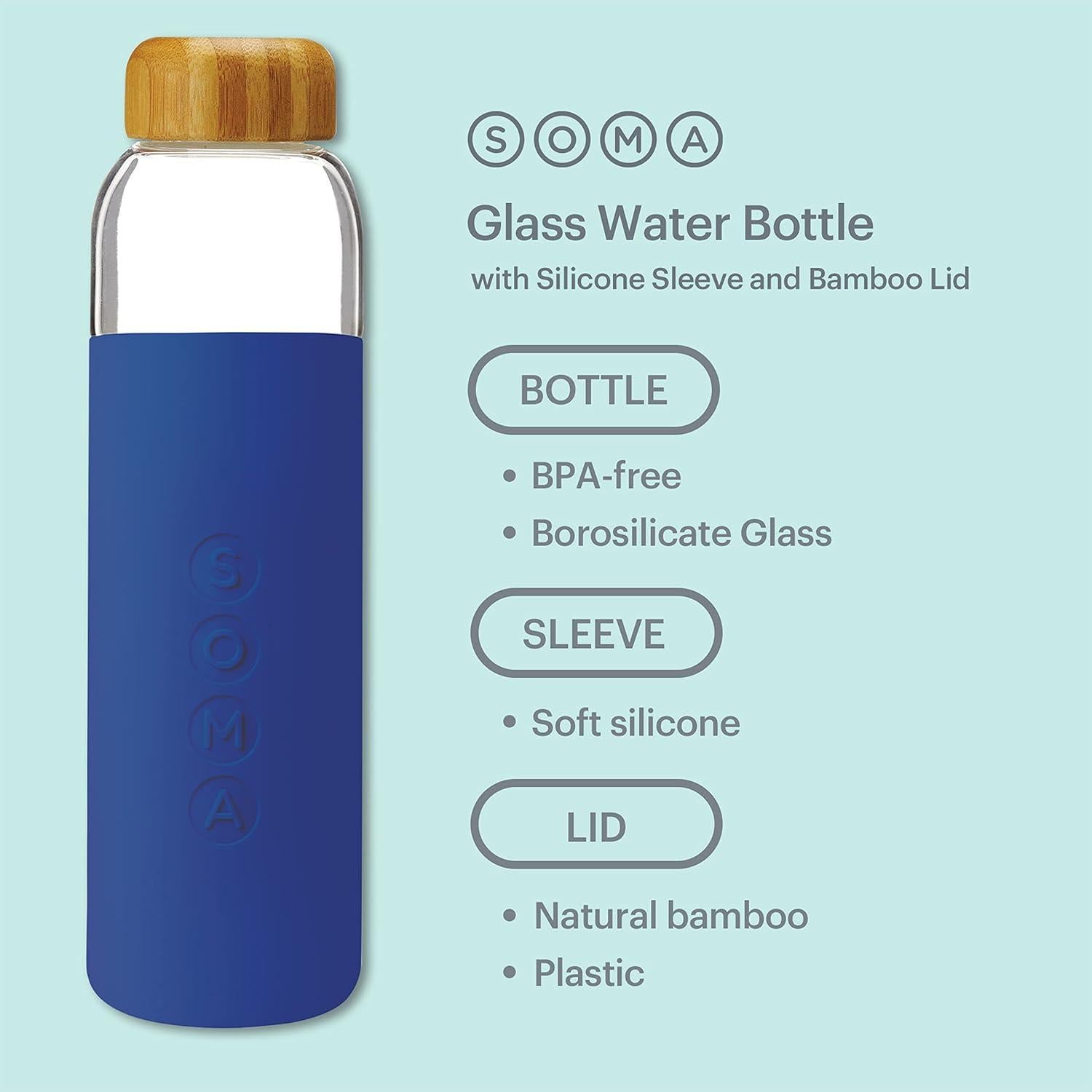 Botella de Agua de Vidrio 500ml Soma Libre de BPA Zafiro