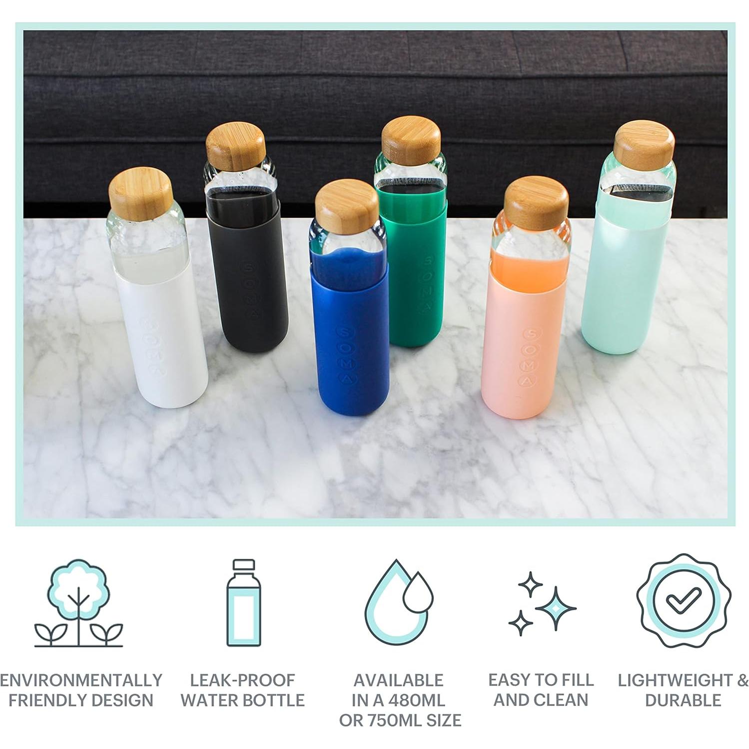 Botella de Agua de Vidrio 500ml Soma Libre de BPA Zafiro