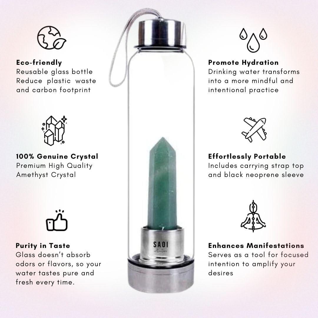 Botella de Agua de Cristal SAOI 500 ml con Aventurina