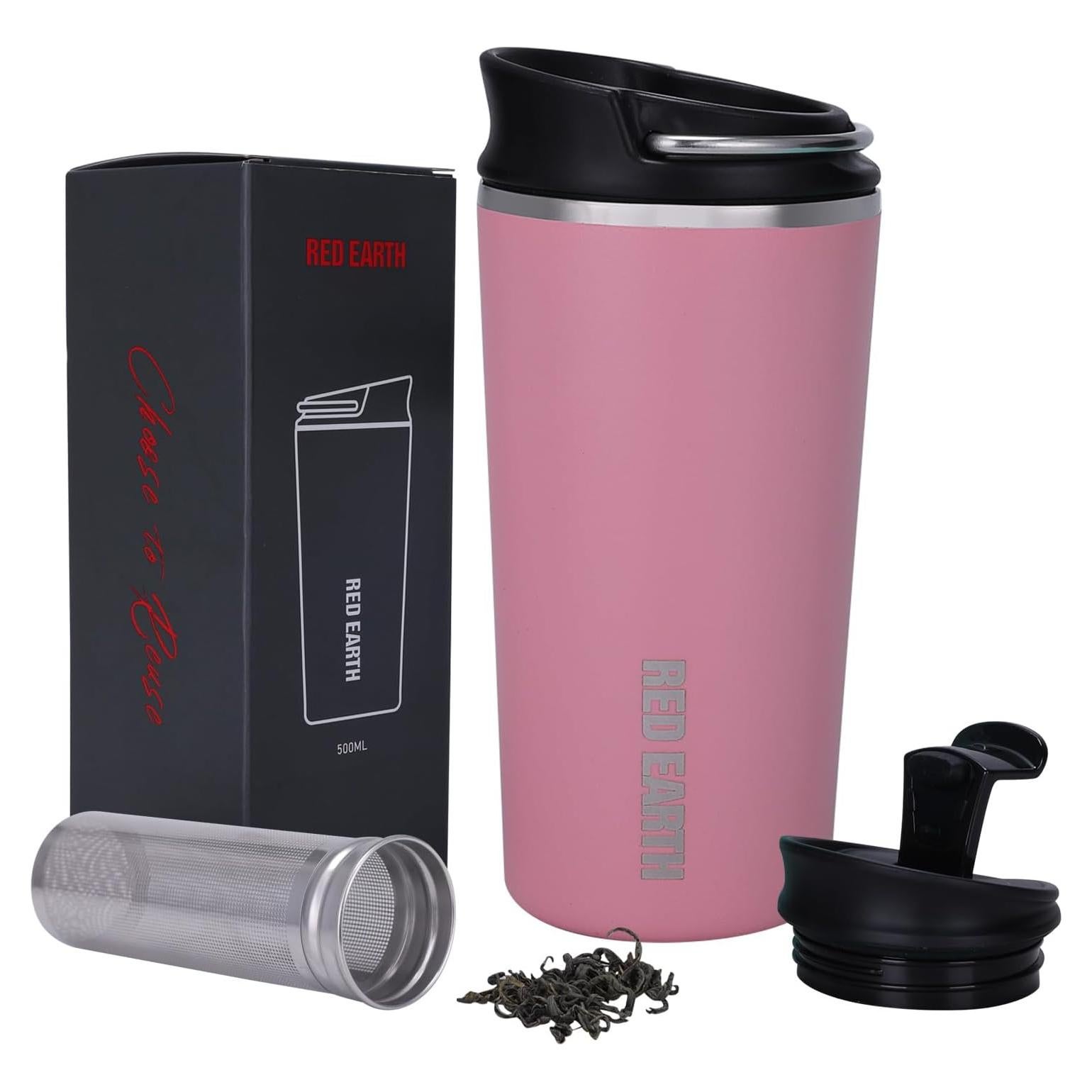 Taza de Té de Viaje GiNT 17oz Acero Inoxidable Rosa con Infusor