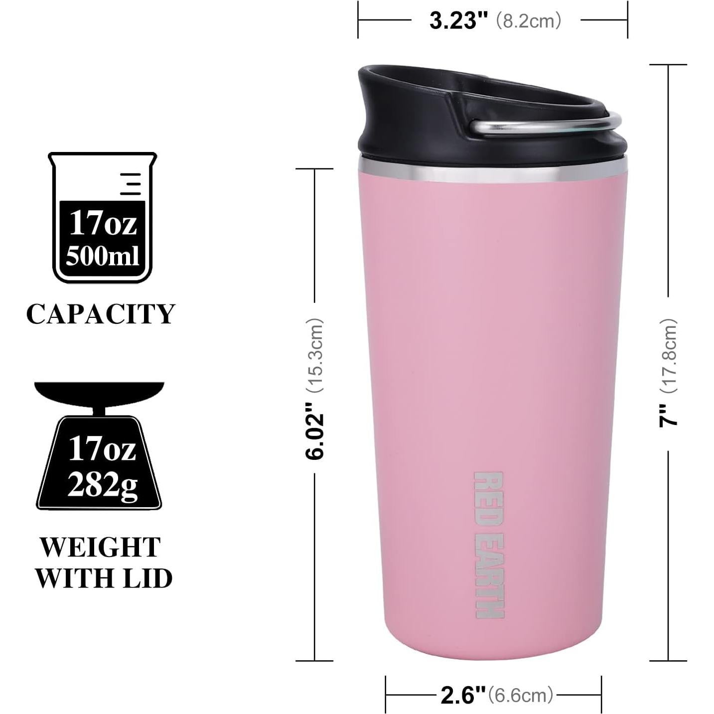 Taza de Té de Viaje GiNT 17oz Acero Inoxidable Rosa con Infusor
