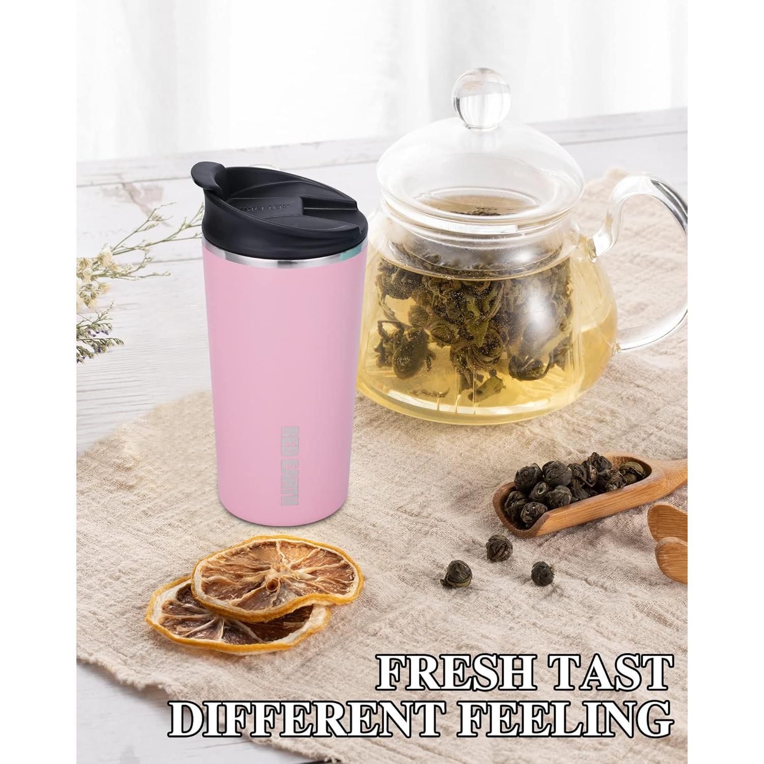 Taza de Té de Viaje GiNT 17oz Acero Inoxidable Rosa con Infusor