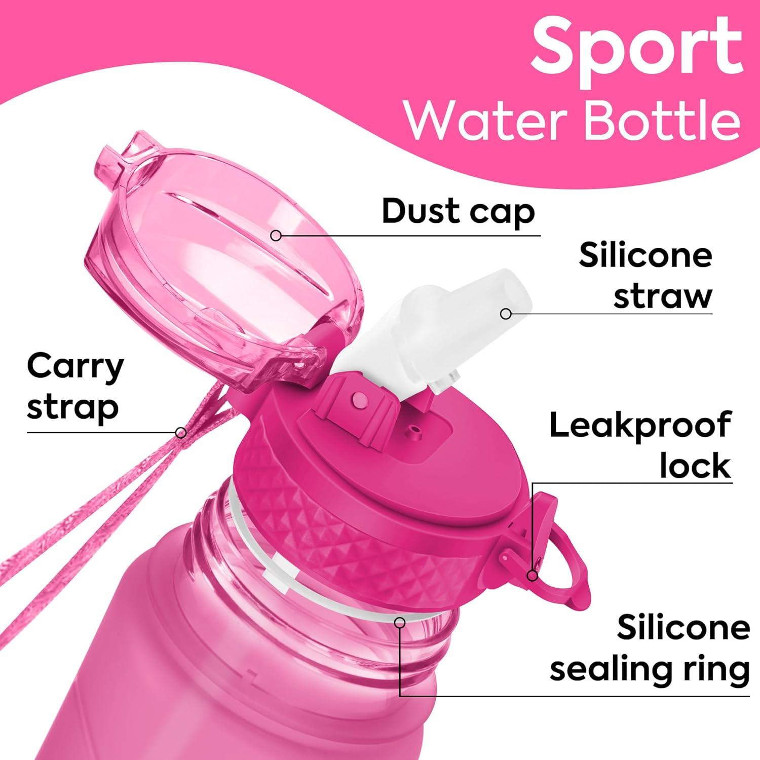 Botella de Agua Oldley 450ml para Niños con Popote Sin BPA