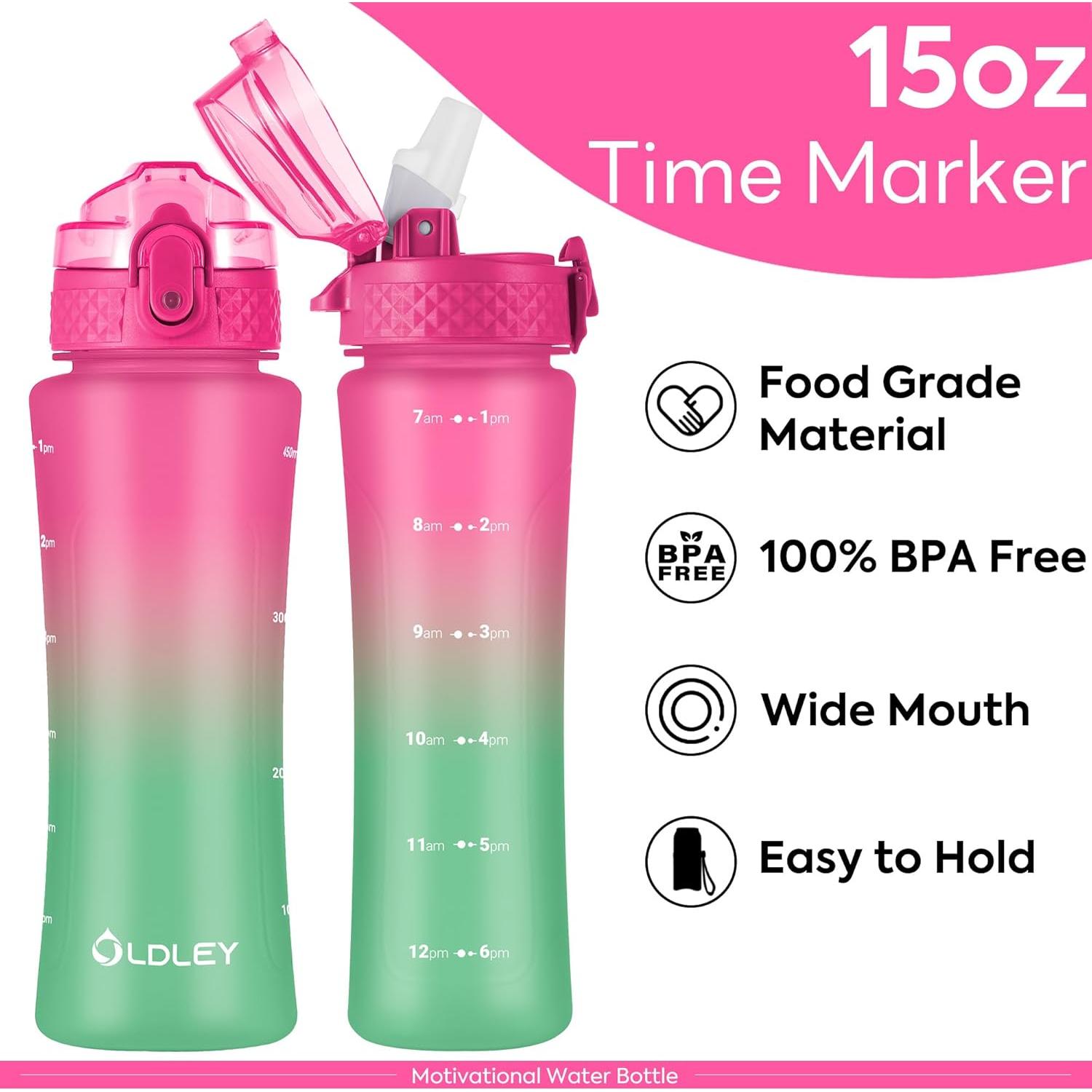 Botella de Agua Oldley 450ml para Niños con Popote Sin BPA