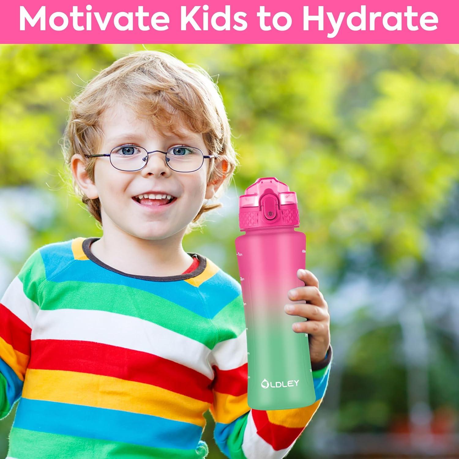 Botella de Agua Oldley 450ml para Niños con Popote Sin BPA
