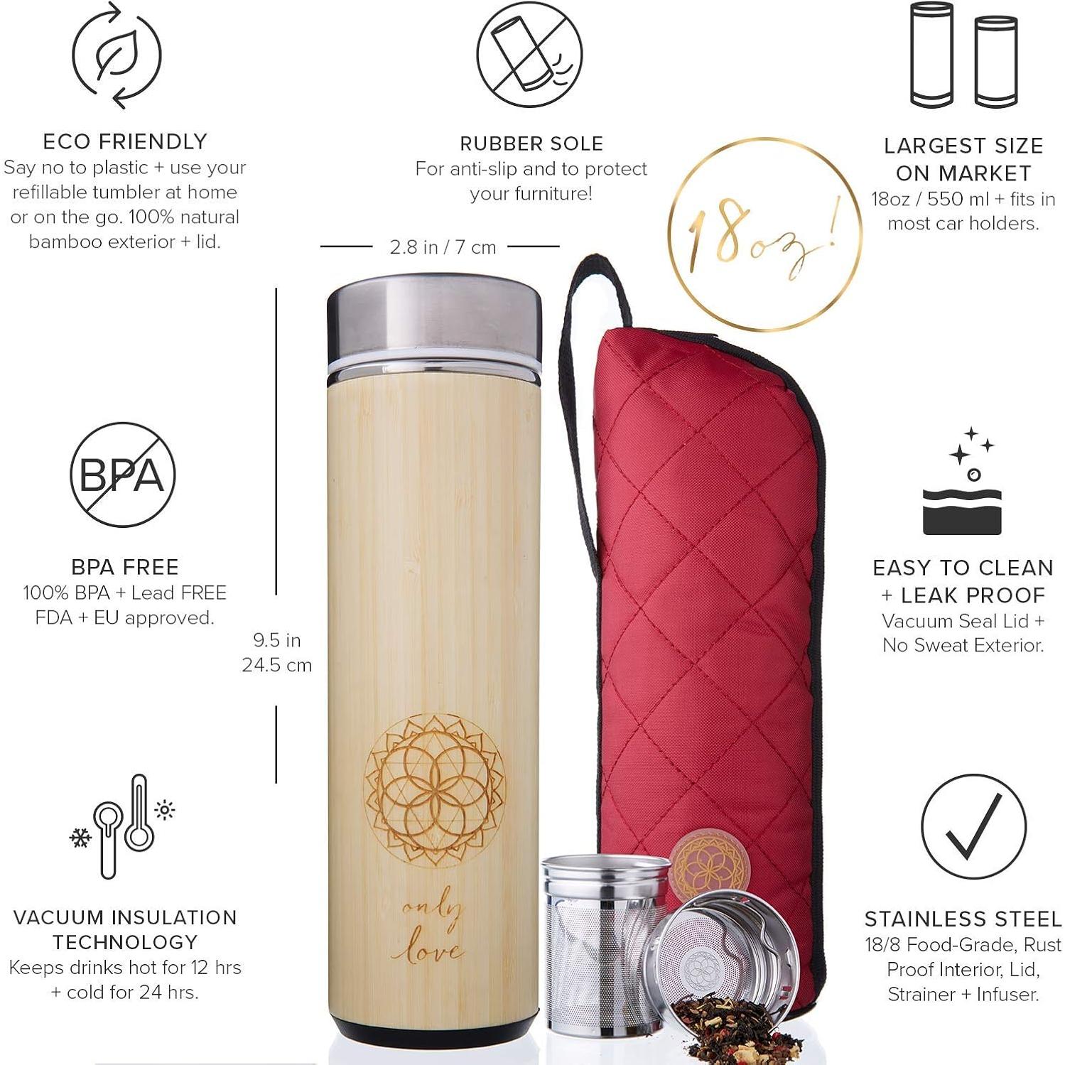 Taza de Viaje de Bambú Aislada Sacred Lotus Love 1L