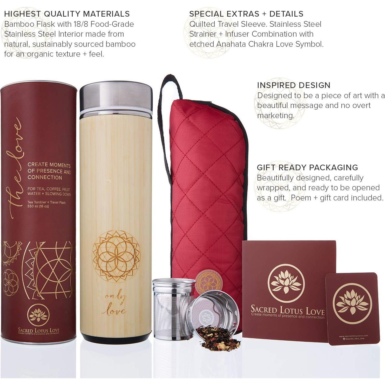 Taza de Viaje de Bambú Aislada Sacred Lotus Love 1L