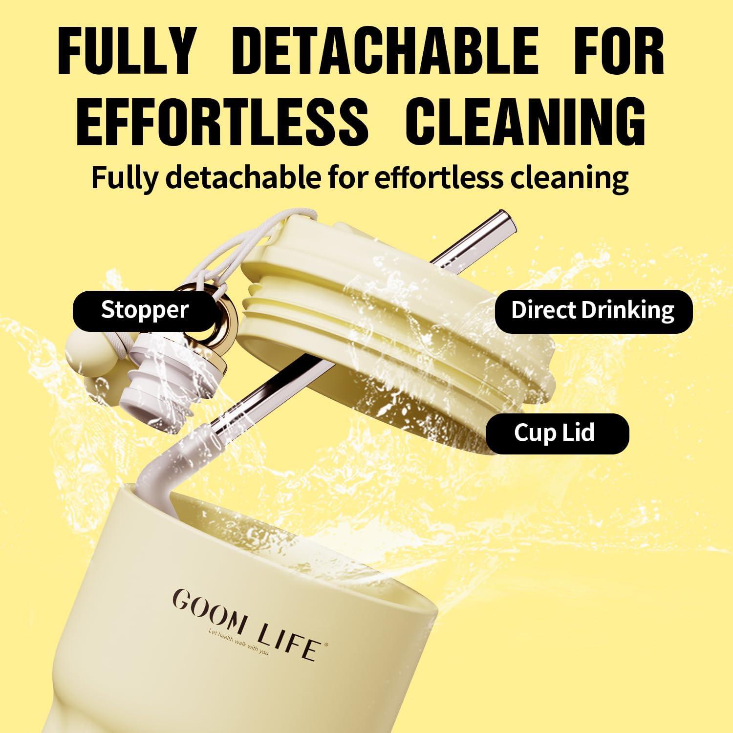 Vaso Aislado GOOM 18oz Acero Inoxidable Amarillo con Popote