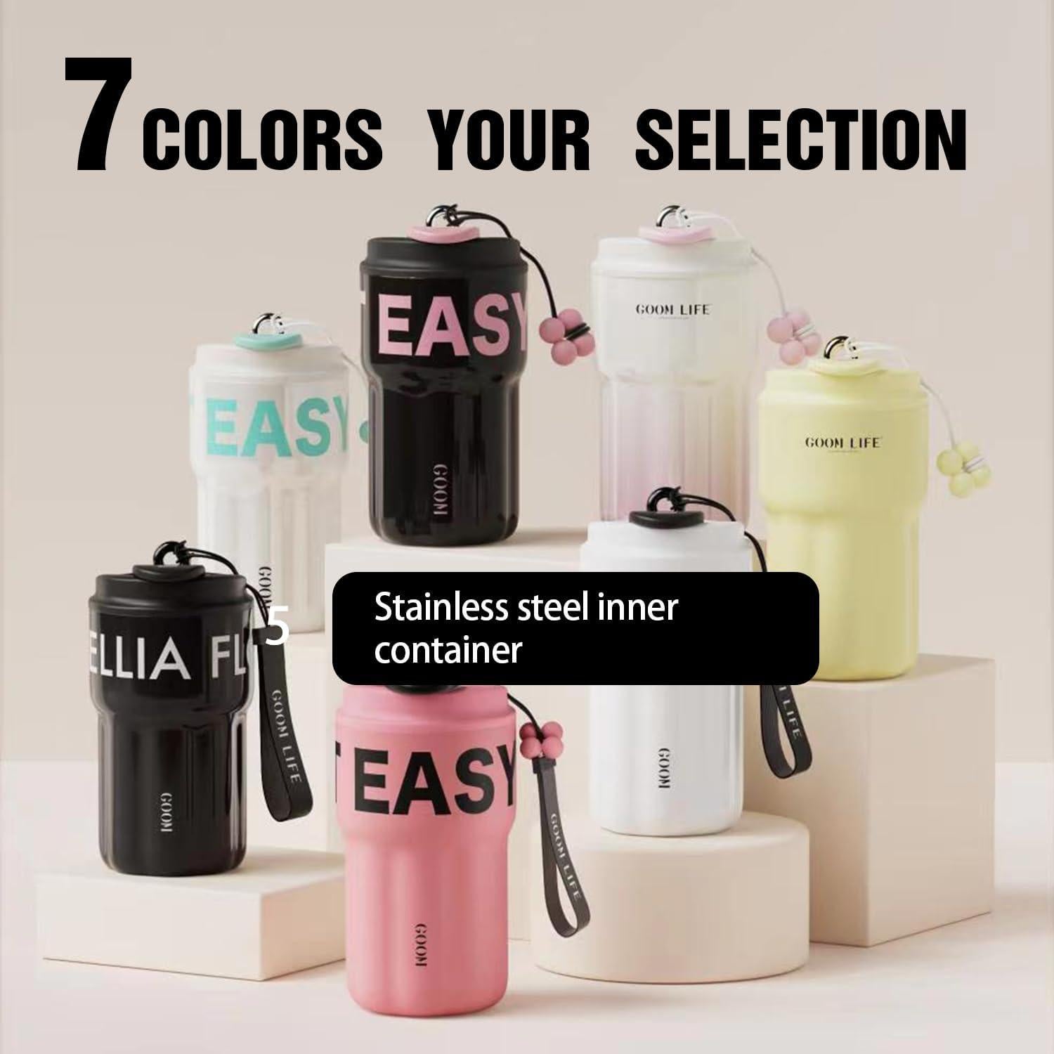 Vaso Aislado GOOM 18oz Acero Inoxidable Amarillo con Popote