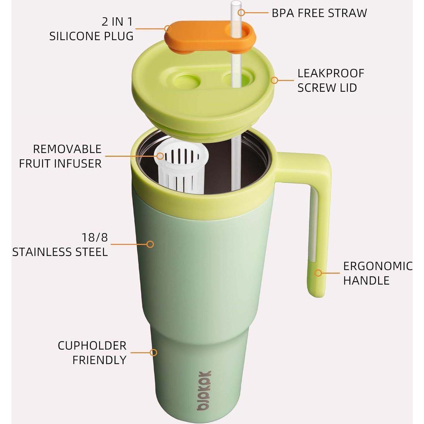 Vaso Aislado BJPKPK 1200ml Acero Inoxidable Verde Menta