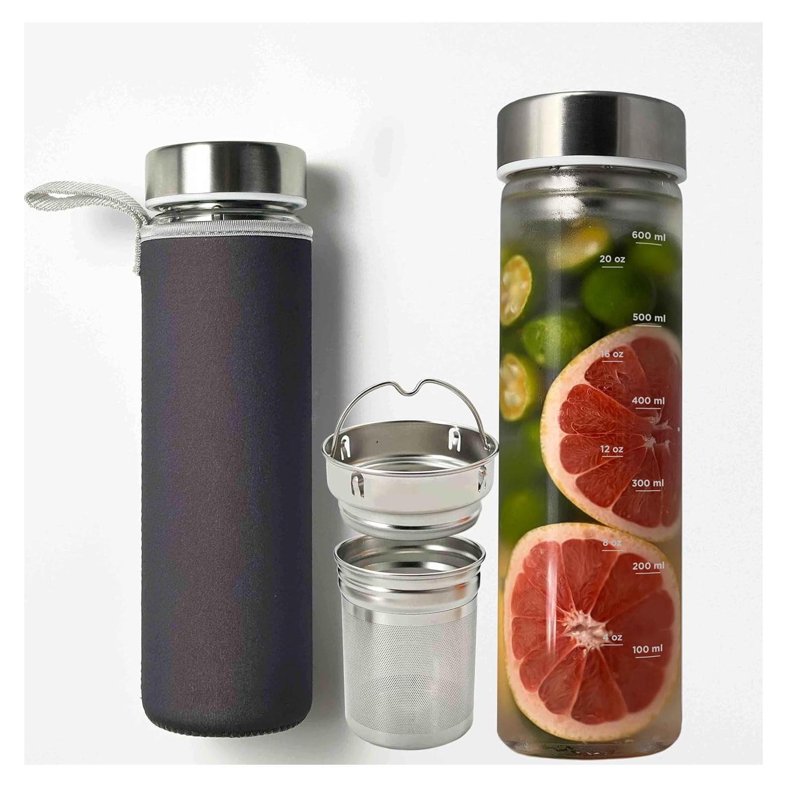 Botella de Agua de Vidrio Borosilicato 0.68L Ameiin con Infusor