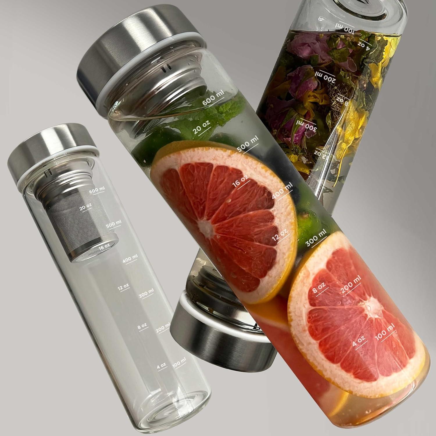 Botella de Agua de Vidrio Borosilicato 0.68L Ameiin con Infusor