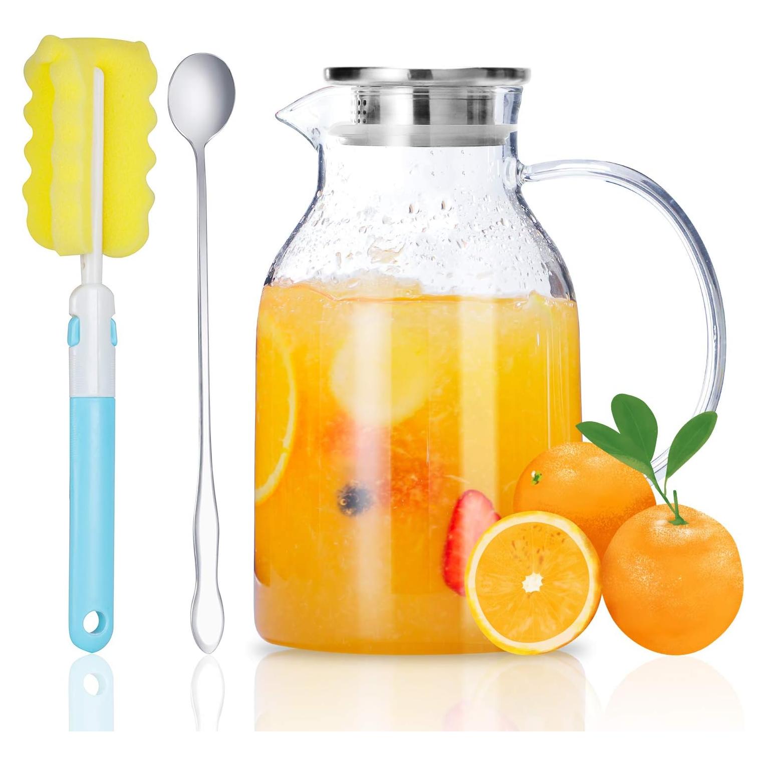 Jarra de vidrio borosilicato Vekonn 2L con tapa y cepillo