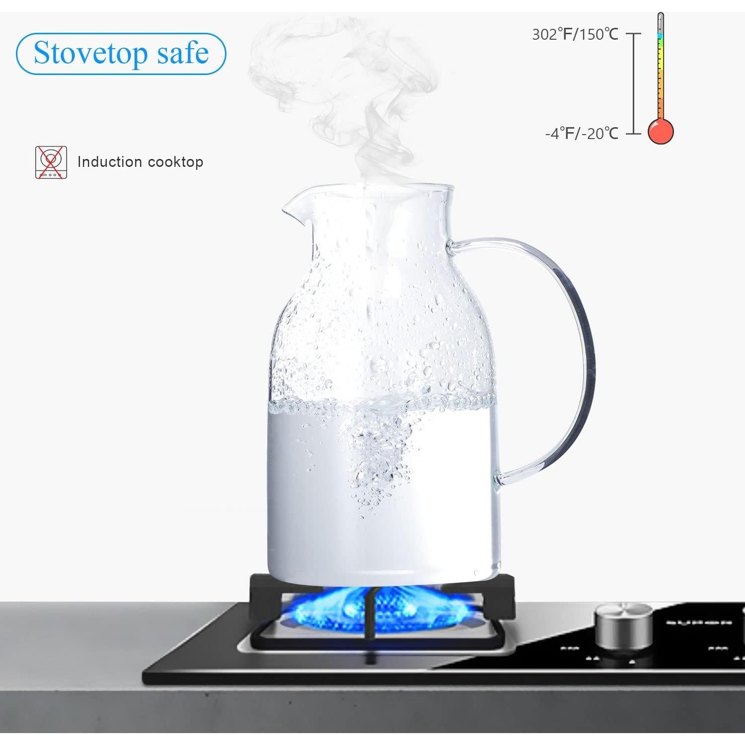 Jarra de vidrio borosilicato Vekonn 2L con tapa y cepillo