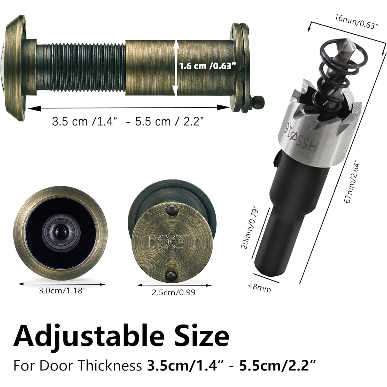 Mirilla de Latón Sólido TOGU 220 Grados Bronce Antiguo