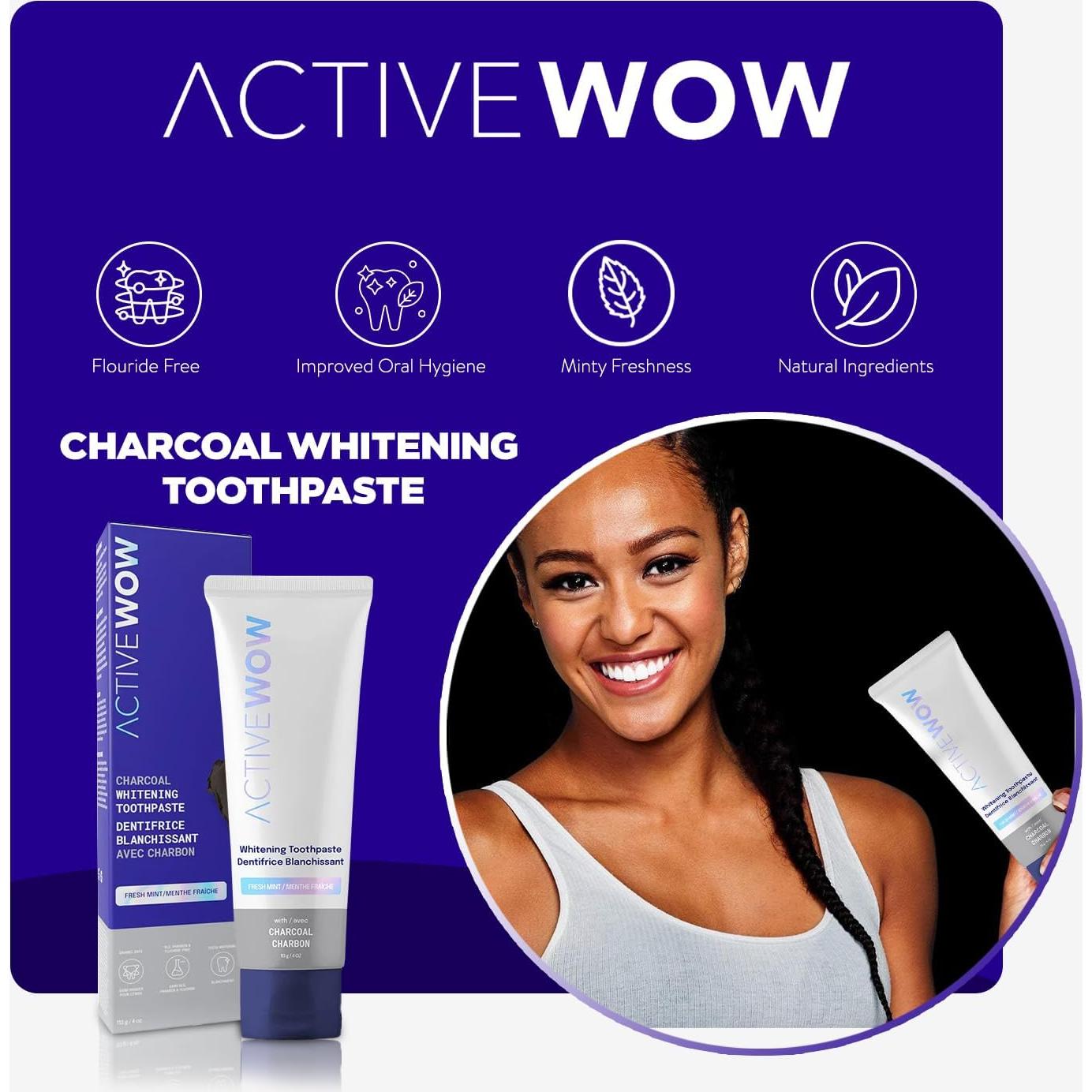 Pasta de Dientes de Carbón Activado Active Wow 118.3 ml