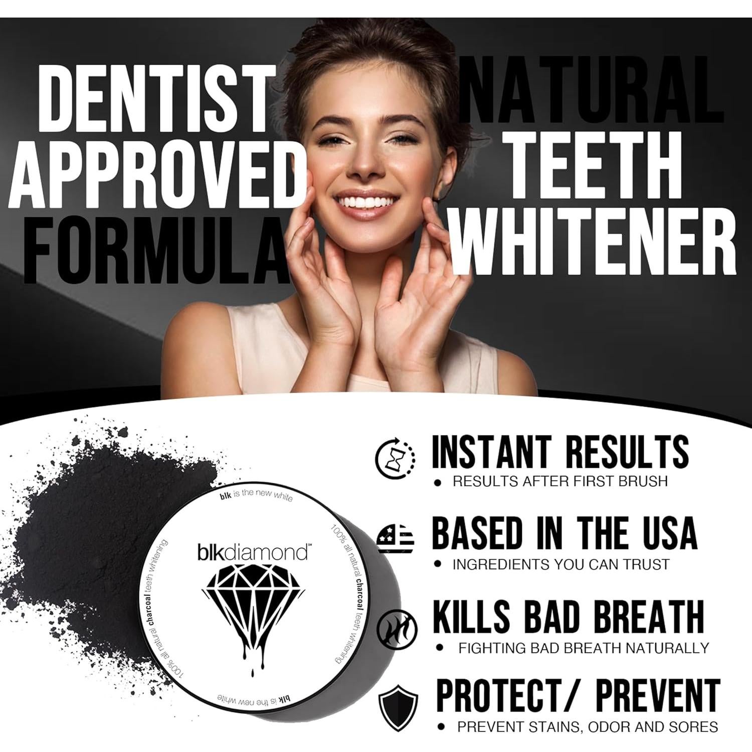 Polvo Blanqueador Dental de Carbón Activado Blkdiamond 59g