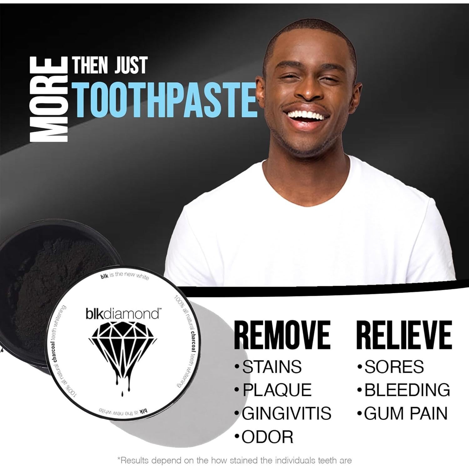 Polvo Blanqueador Dental de Carbón Activado Blkdiamond 59g