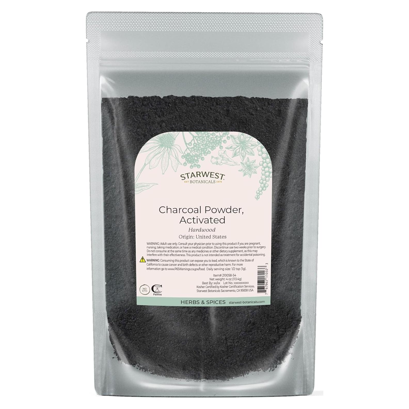 Polvo de Carbón Activado Starwest Botanicals 113.4 g - Uso Dental y Facial