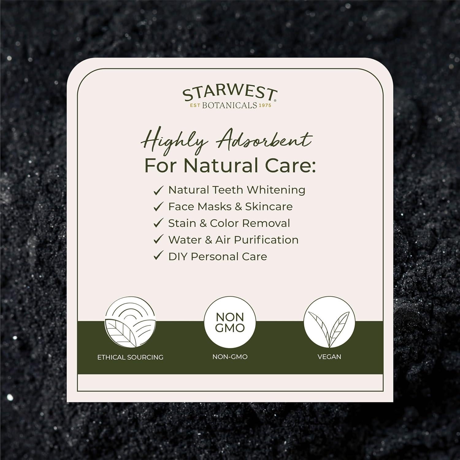 Polvo de Carbón Activado Starwest Botanicals 113.4 g - Uso Dental y Facial