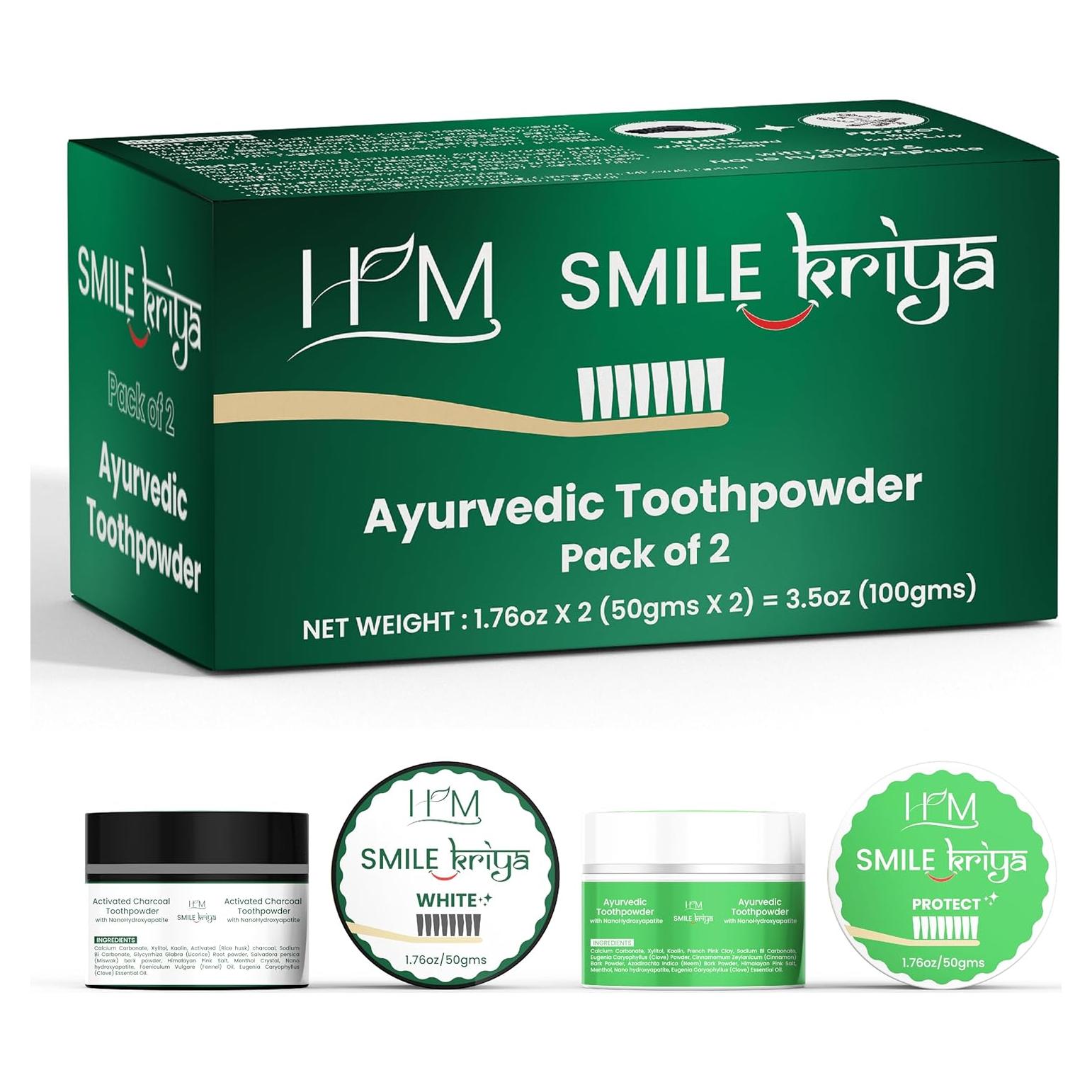Duo de Polvo de Dientes Ayurvédico Smile Kriya 100g