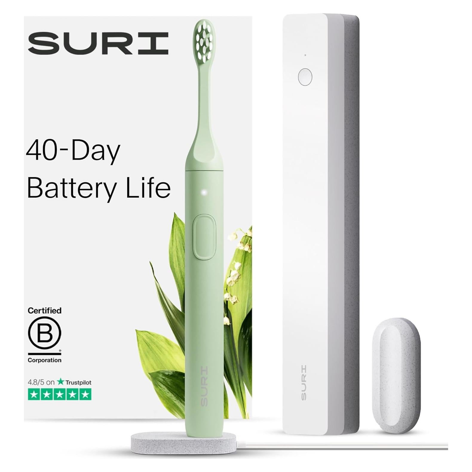 Cepillo de Dientes Eléctrico SURI con Estuche UV - Verde