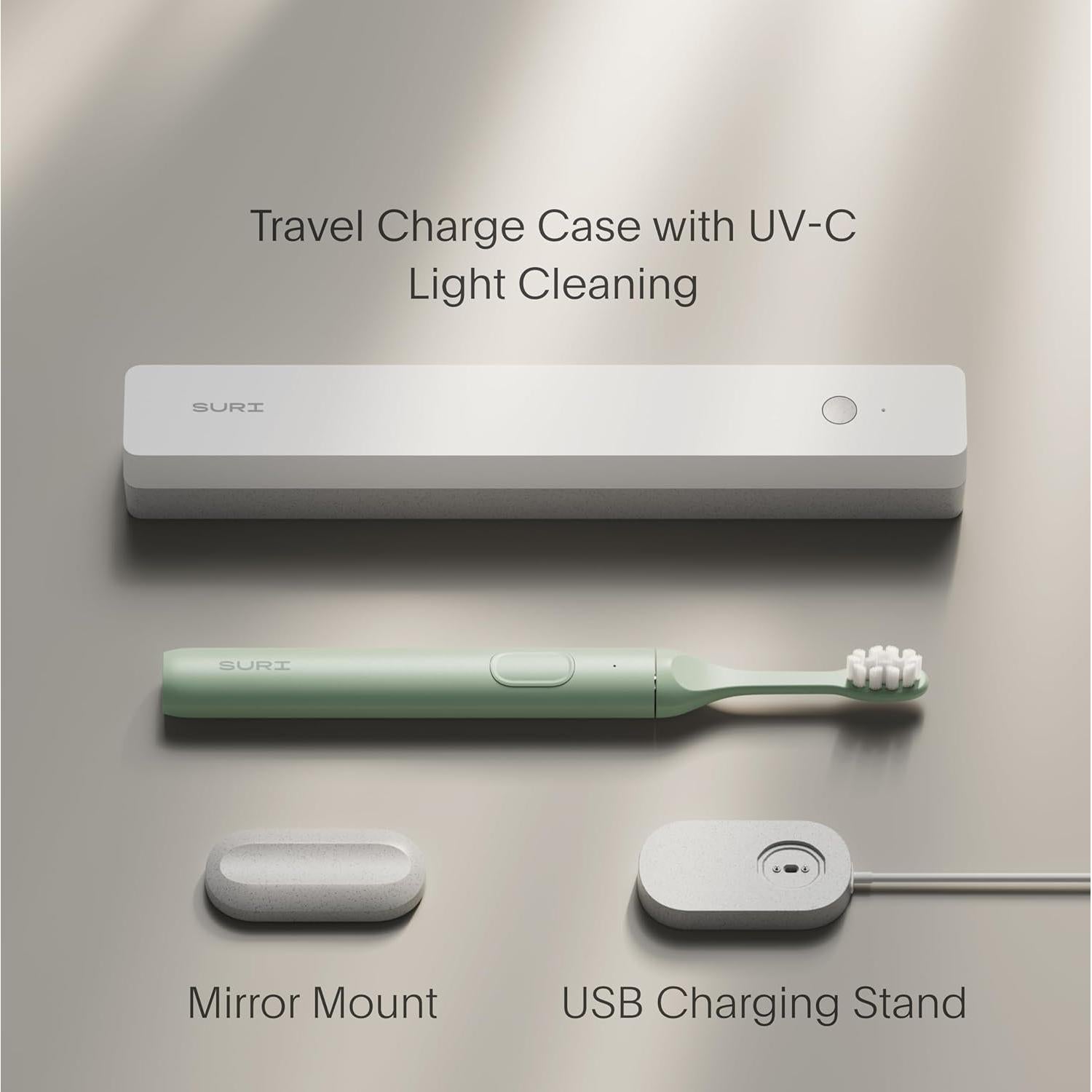 Cepillo de Dientes Eléctrico SURI con Estuche UV - Verde