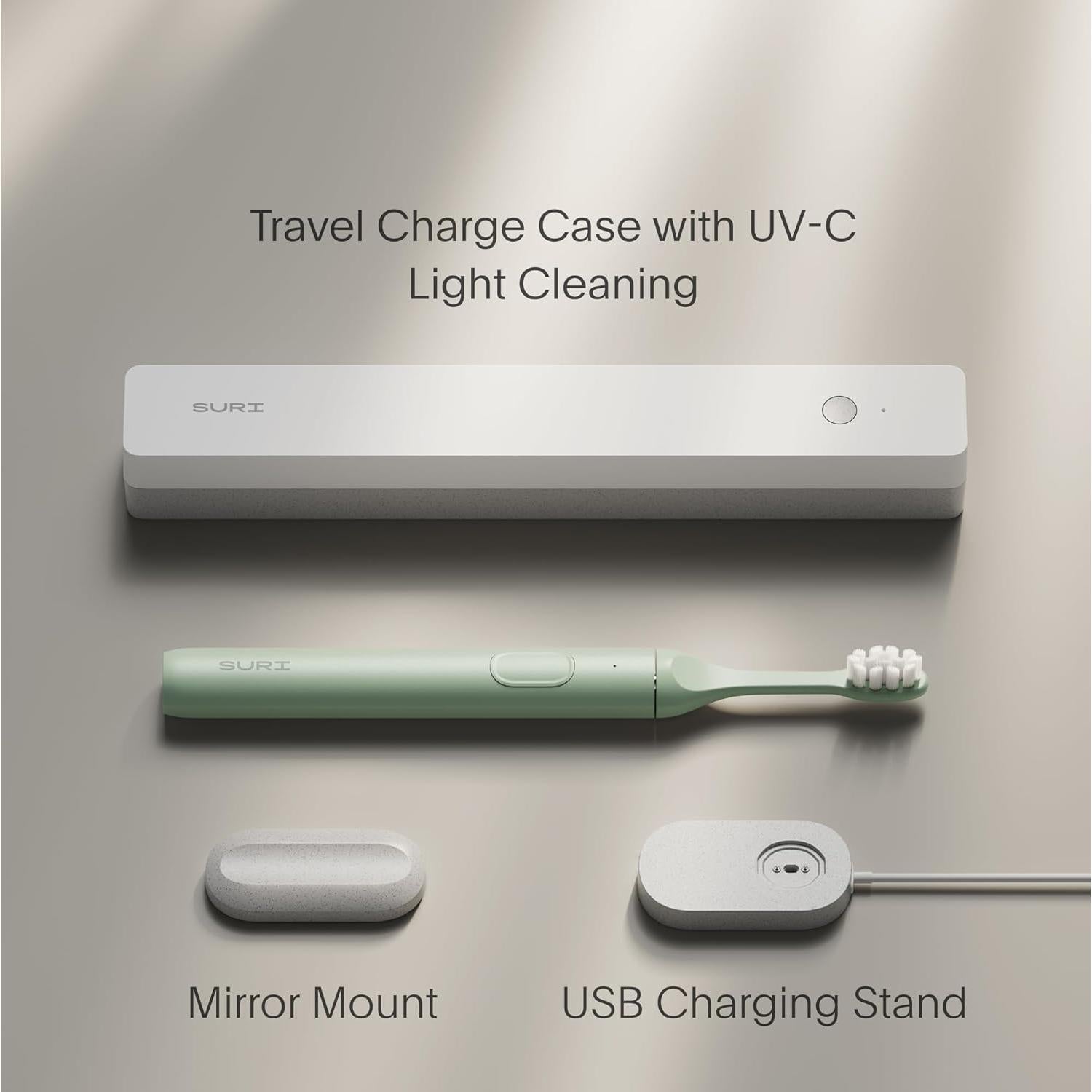 Cepillo de Dientes Eléctrico SURI con Estuche UV - Verde