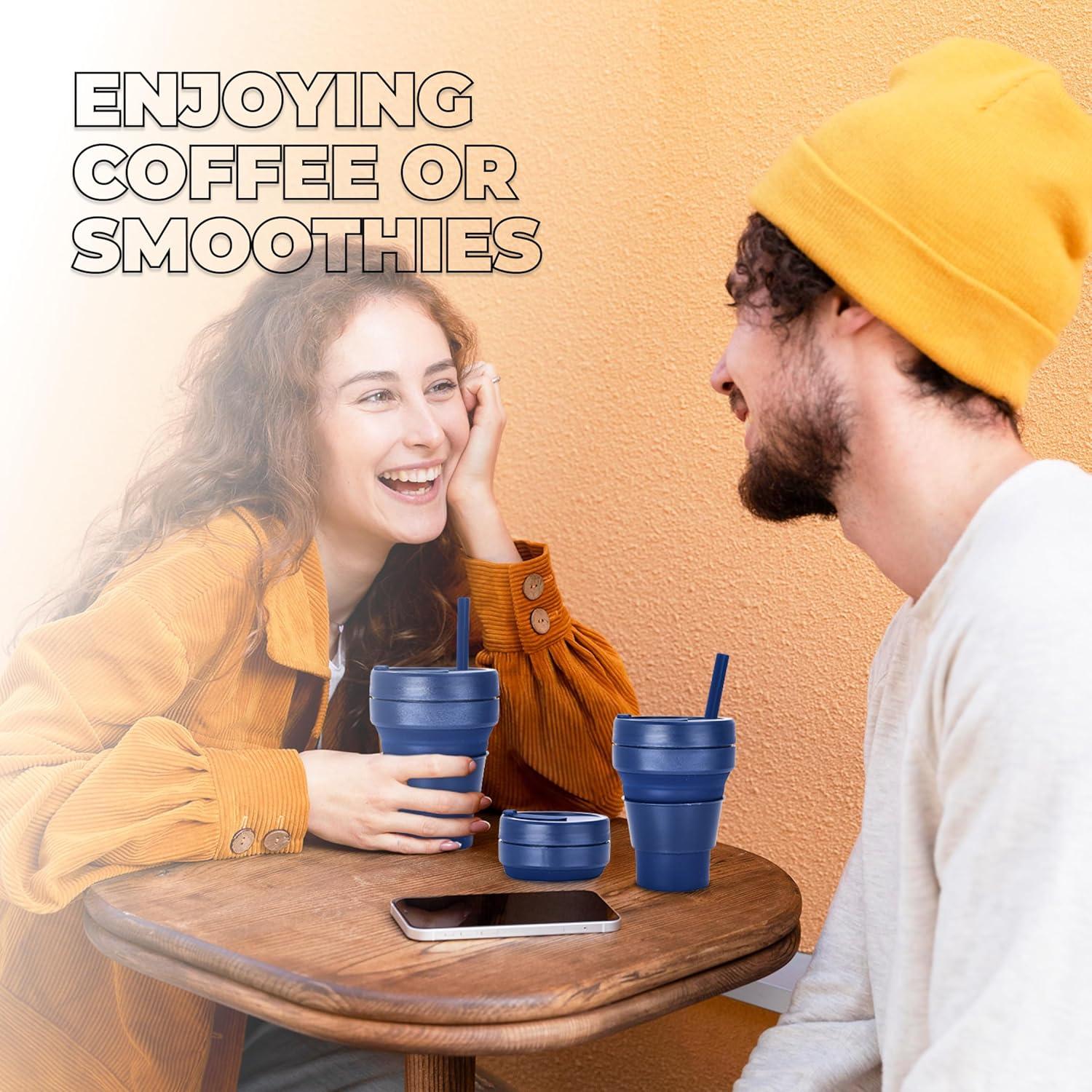 Taza Plegable Reutilizable HYDRATE 400ml Azul para Viajes