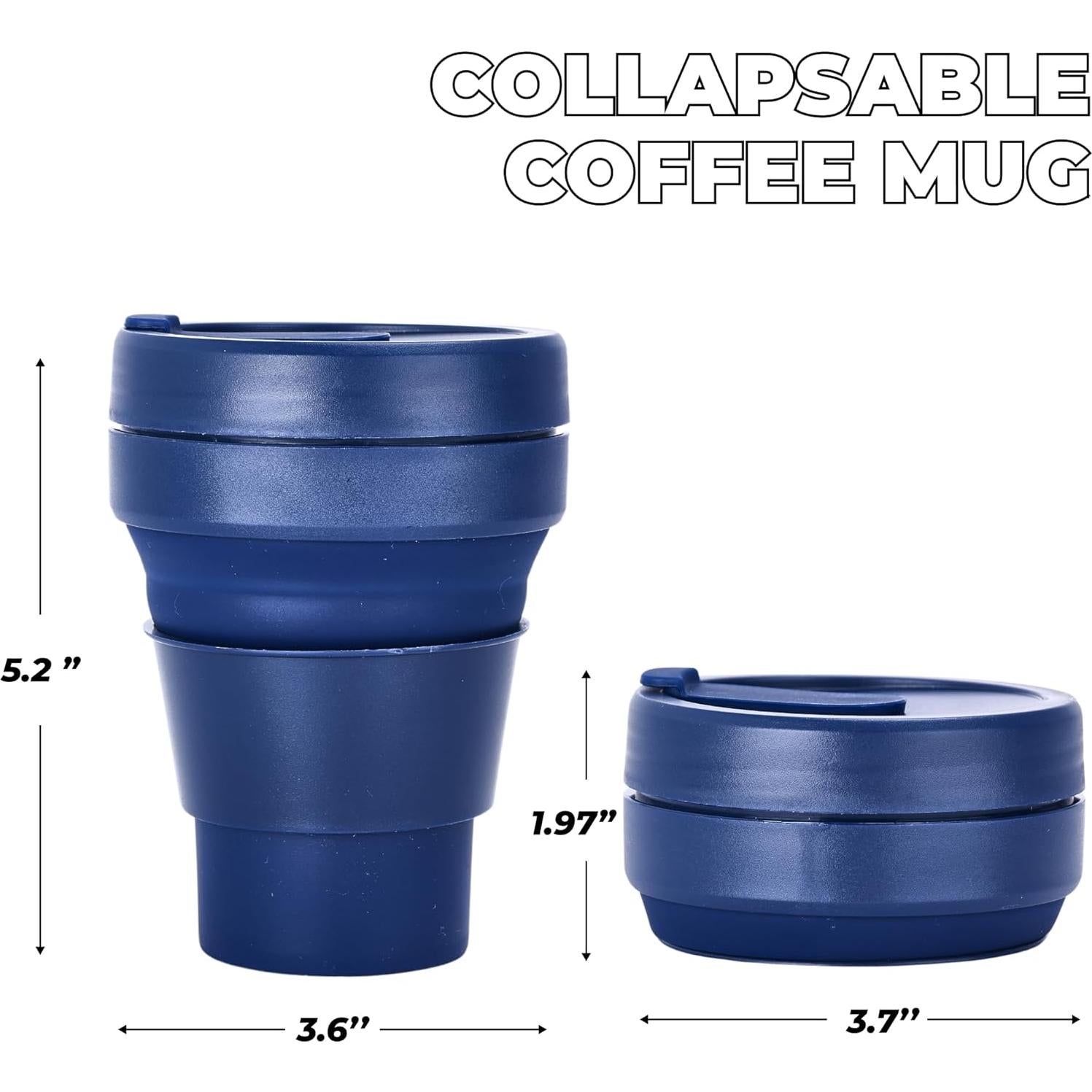 Taza Plegable Reutilizable HYDRATE 400ml Azul para Viajes
