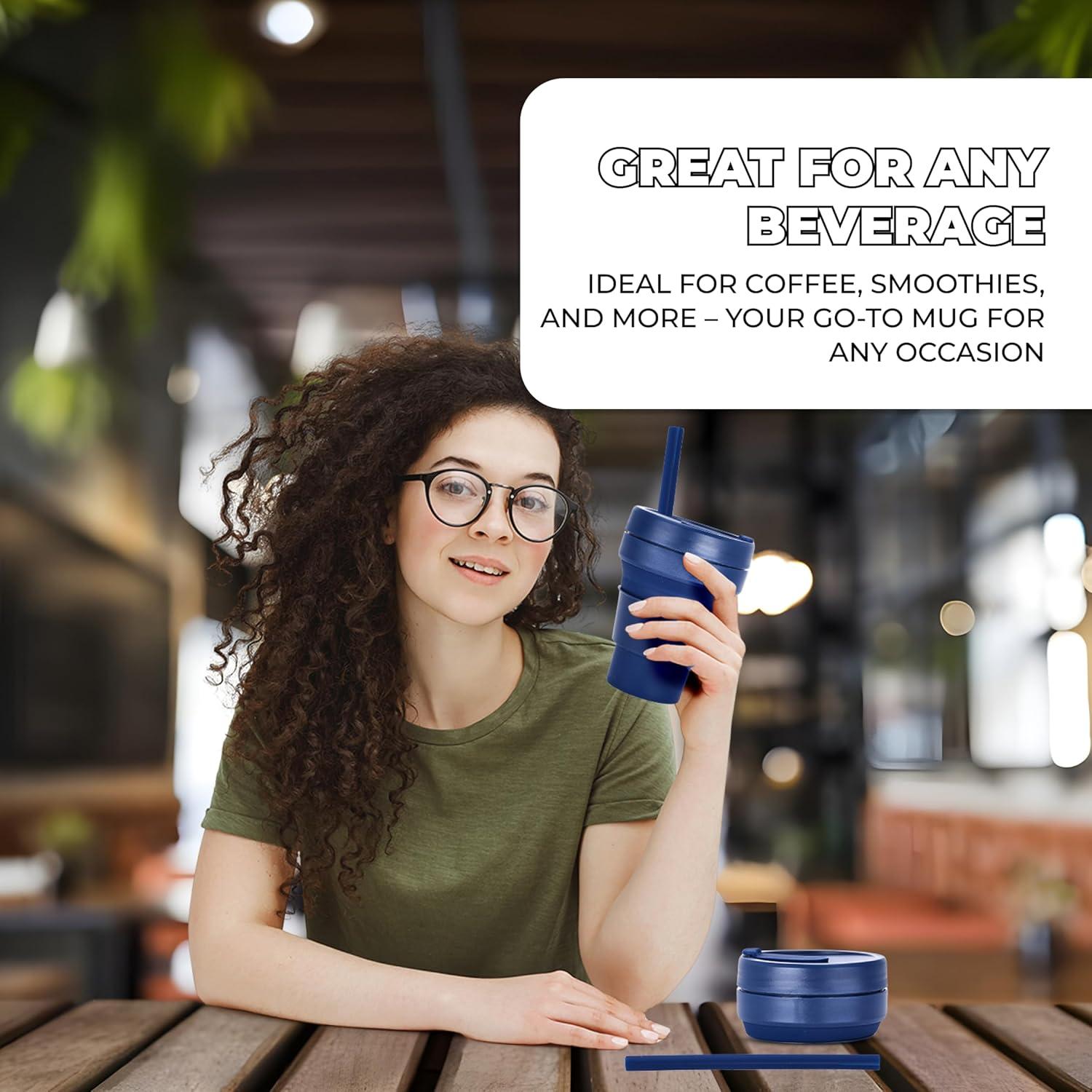 Taza Plegable Reutilizable HYDRATE 400ml Azul para Viajes