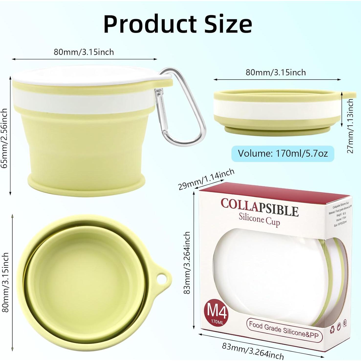 Juego de 4 Tazas de Silicona Plegables QUYANGCHIFENG 170ml