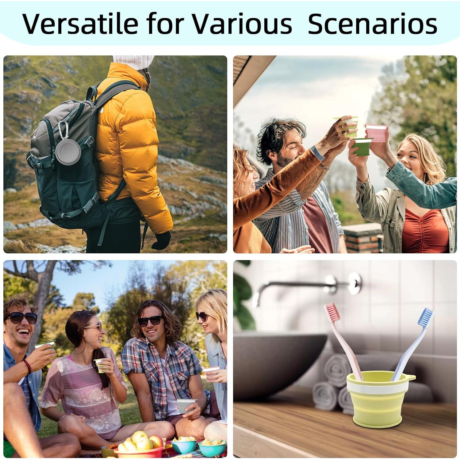 Juego de 4 Tazas de Silicona Plegables QUYANGCHIFENG 170ml