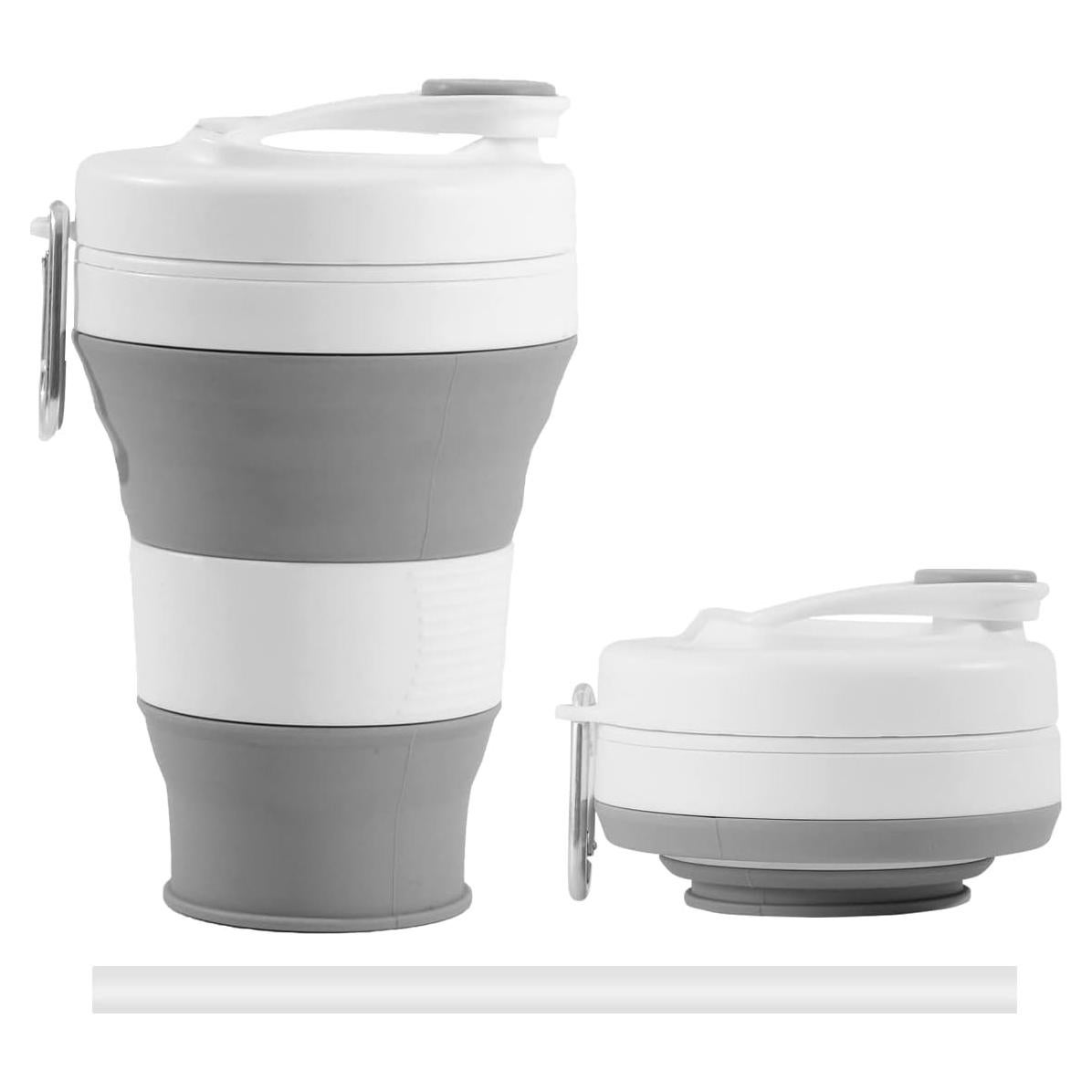 Taza de Viaje Plegable YEEWORIG 600 ml a Prueba de Fugas Gris