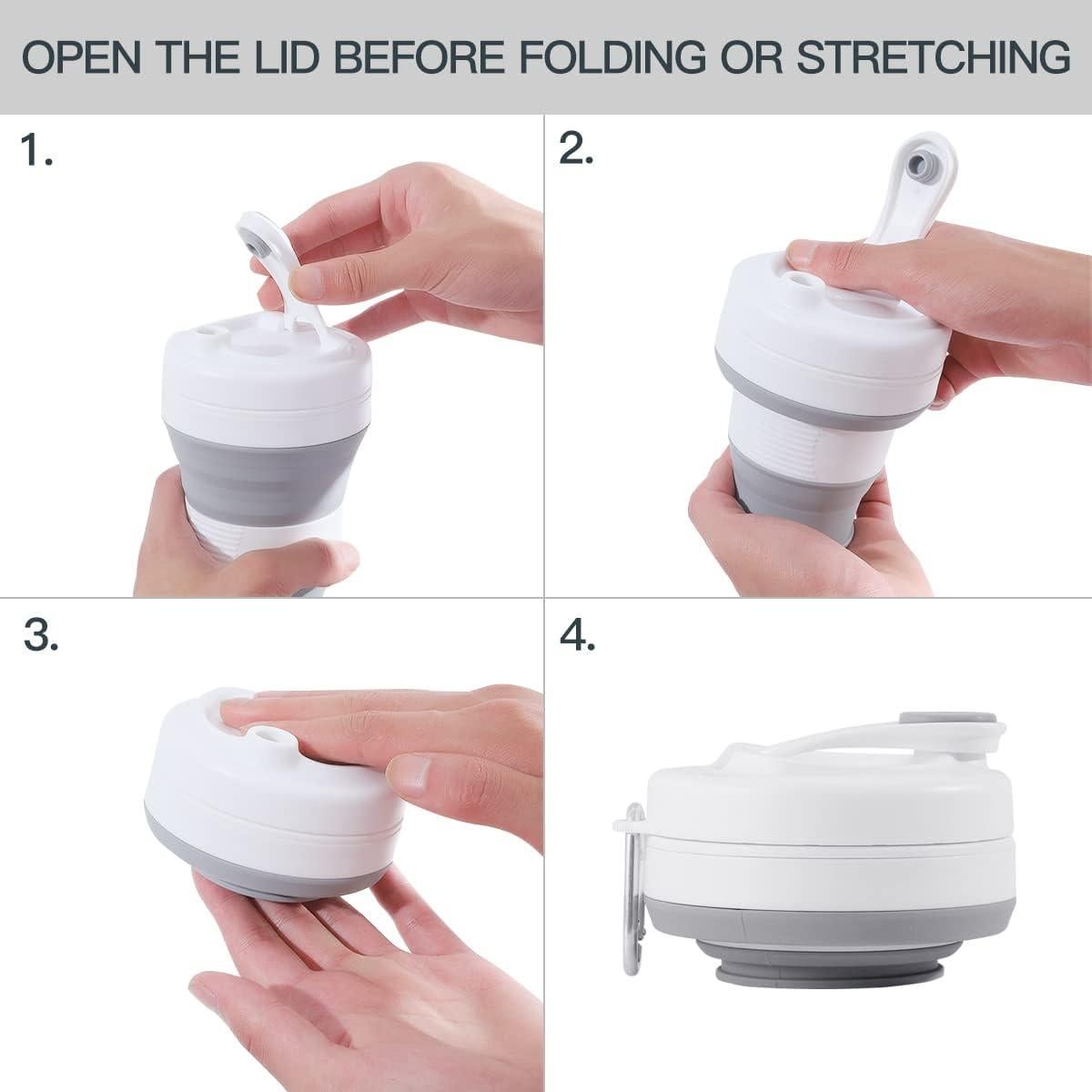 Taza de Viaje Plegable YEEWORIG 600 ml a Prueba de Fugas Gris