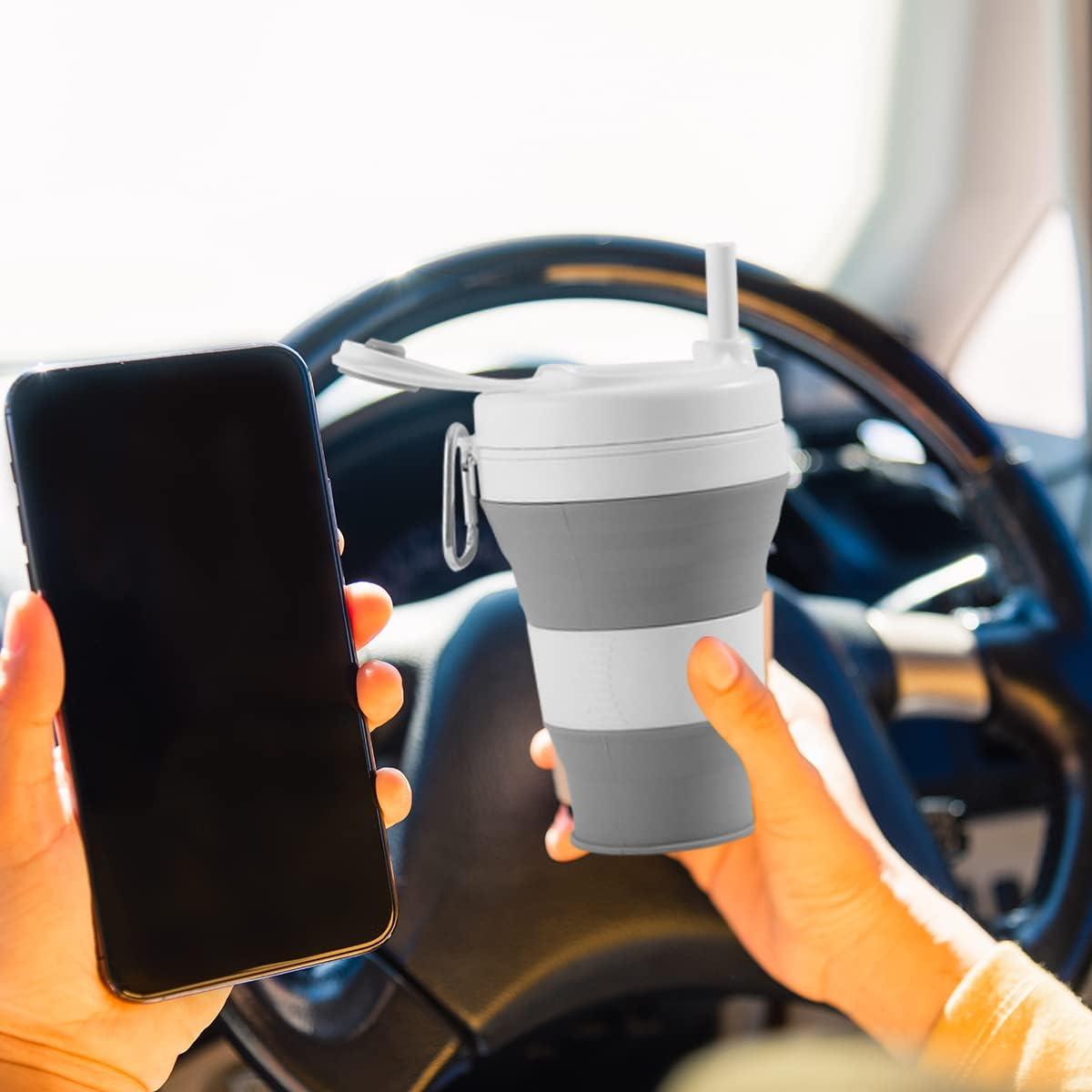 Taza de Viaje Plegable YEEWORIG 600 ml a Prueba de Fugas Gris