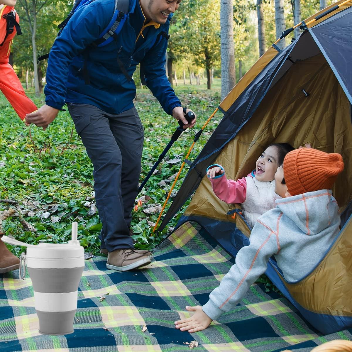 Taza de Viaje Plegable YEEWORIG 600 ml a Prueba de Fugas Gris