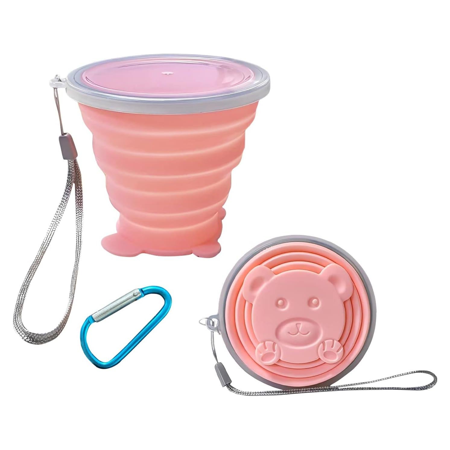 Taza Plegable de Silicona FINDWORLD 200ml Rosa para Viajes